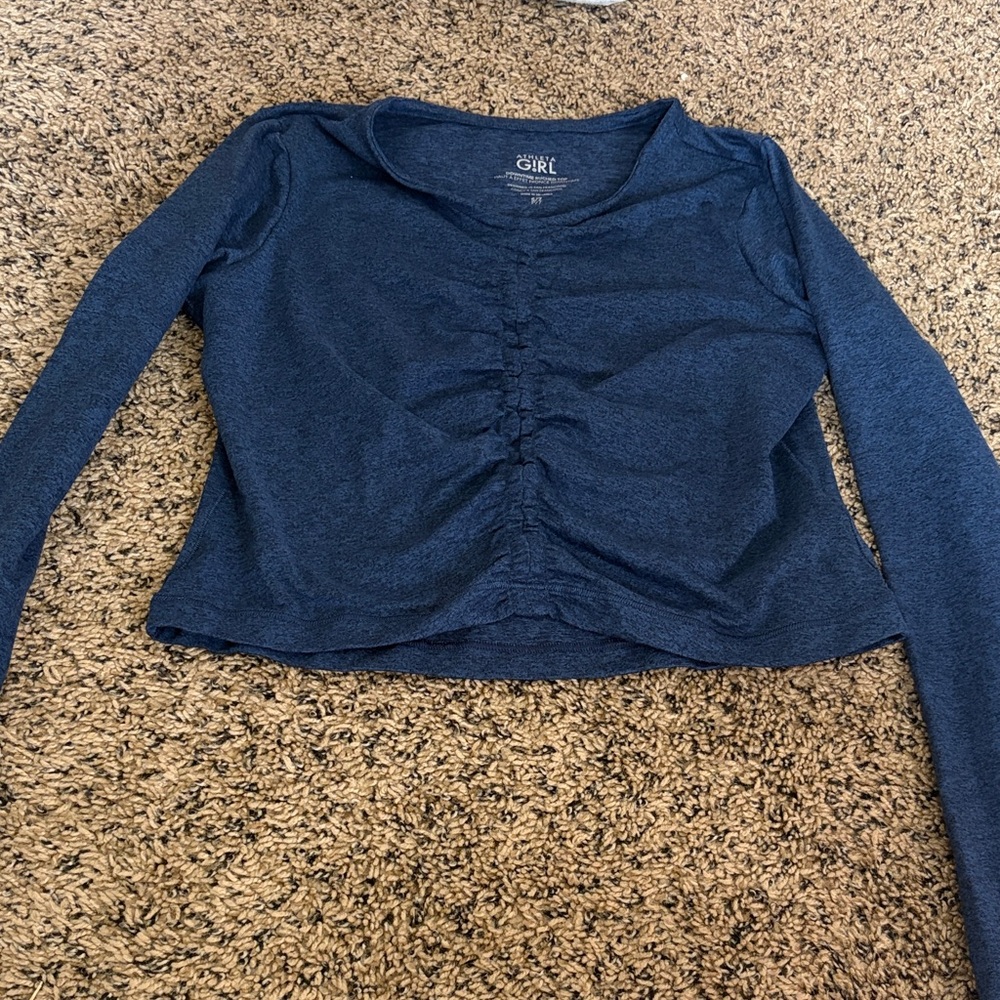 Athleta Dark Blue Ruched Long Sleeve Top